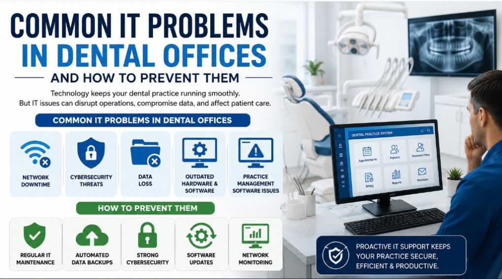 Dental Office IT Support technician maintaining dental office network