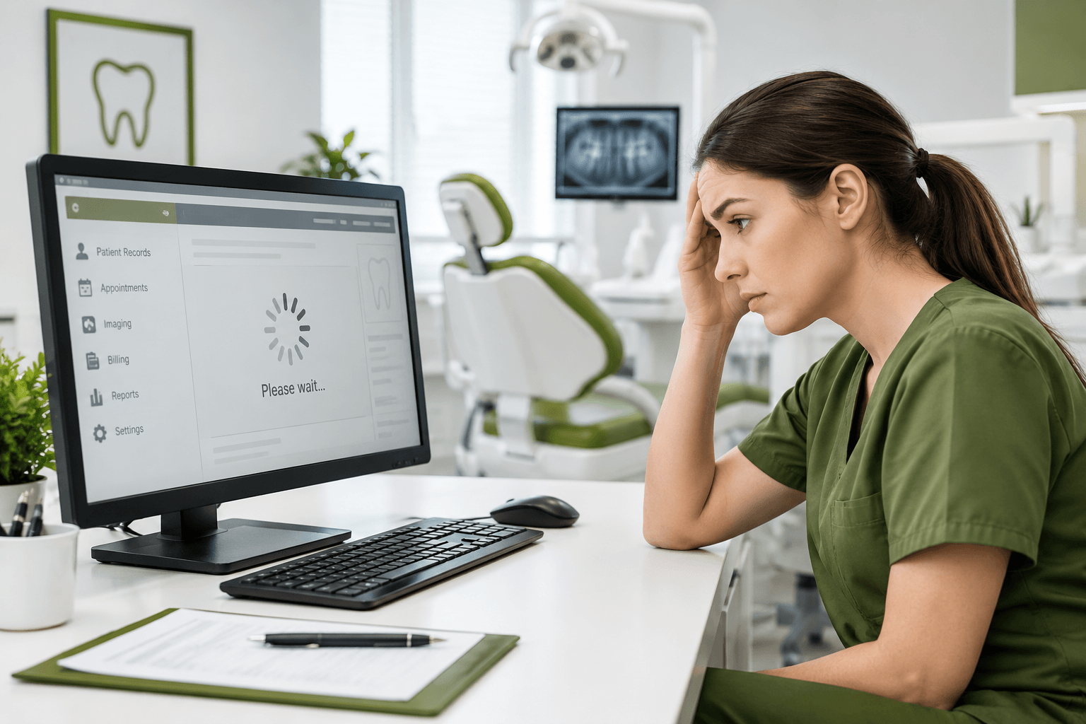 Slow computers in dental clinics affecting patient record access